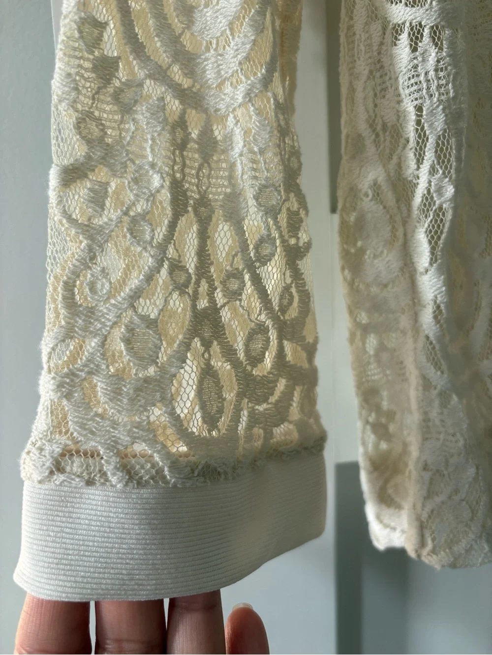 Banana Republic Cream Lace Long-Sleeve Blouse